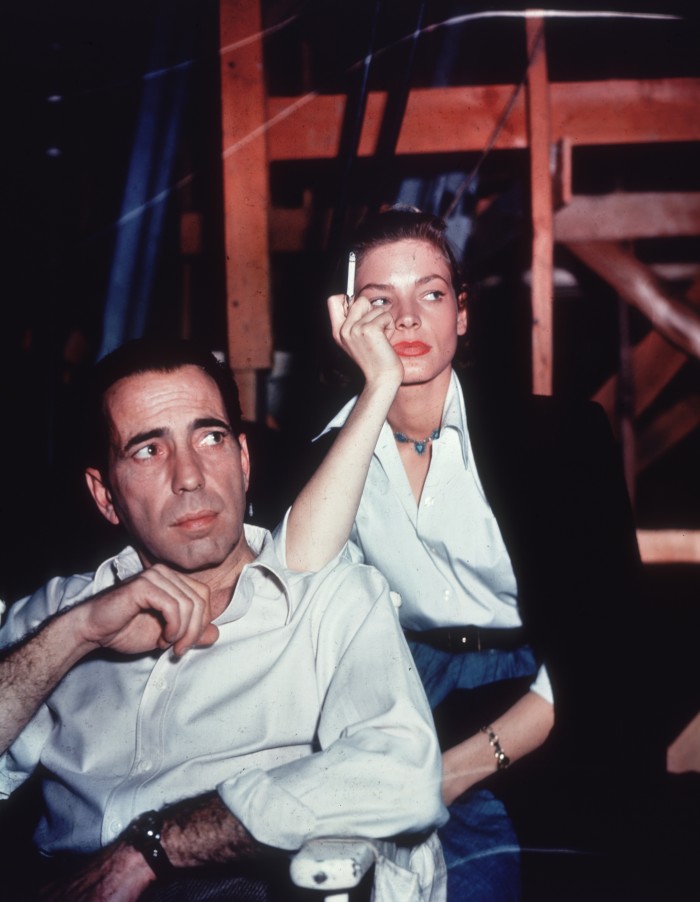 Lauren Bacall, Pica’s style icon, with her husband Humphrey Bogart on the set of Key Largo c1948