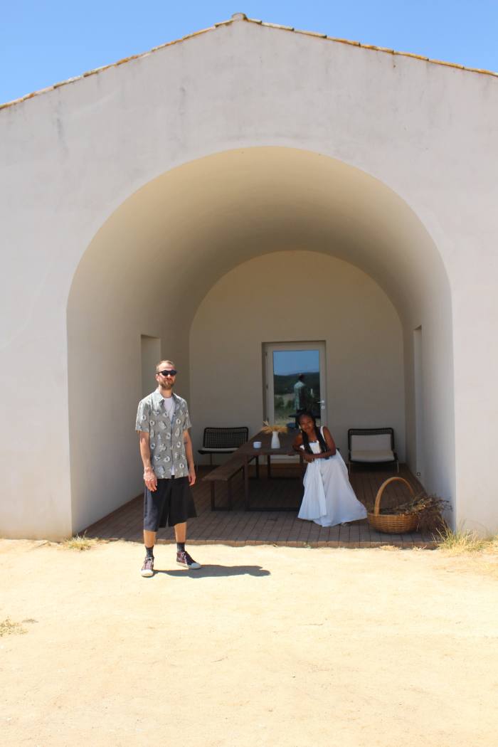 The author and her husband, James Goodhead, in the cove at Casa no Tempo