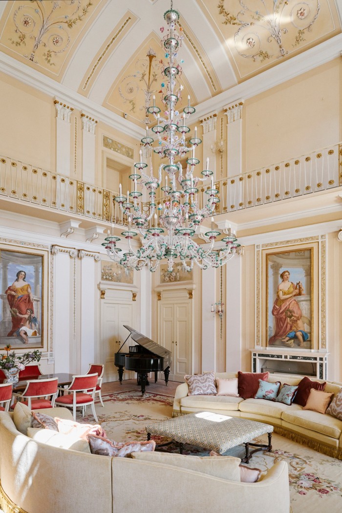 La Sala delle Musica, with its Murano sconces and chandelier
