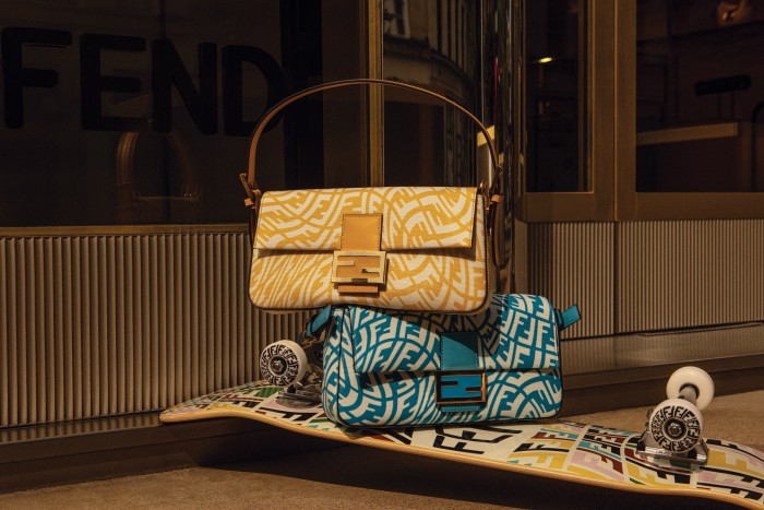 Fendi leather Baguette 1997 bags, £2,100 each, and skateboard, £980, from the Summer Capsule 2021 FF Vertigo collection