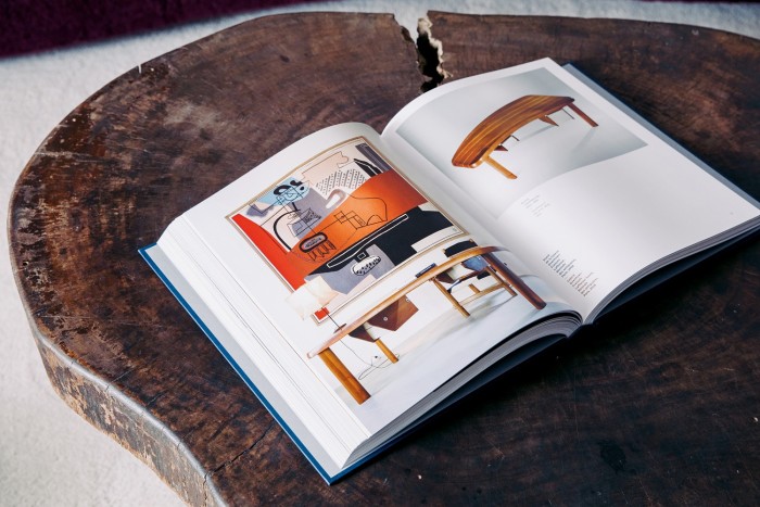 Laffanour’s Living with Charlotte Perriand book (on a Le Corbusier/Pierre Jeanneret tree trunk coffee table)