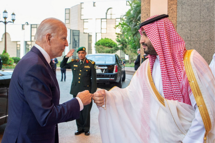 Saudi Crown Prince Mohammed bin Salman fist bumps US President Joe Biden