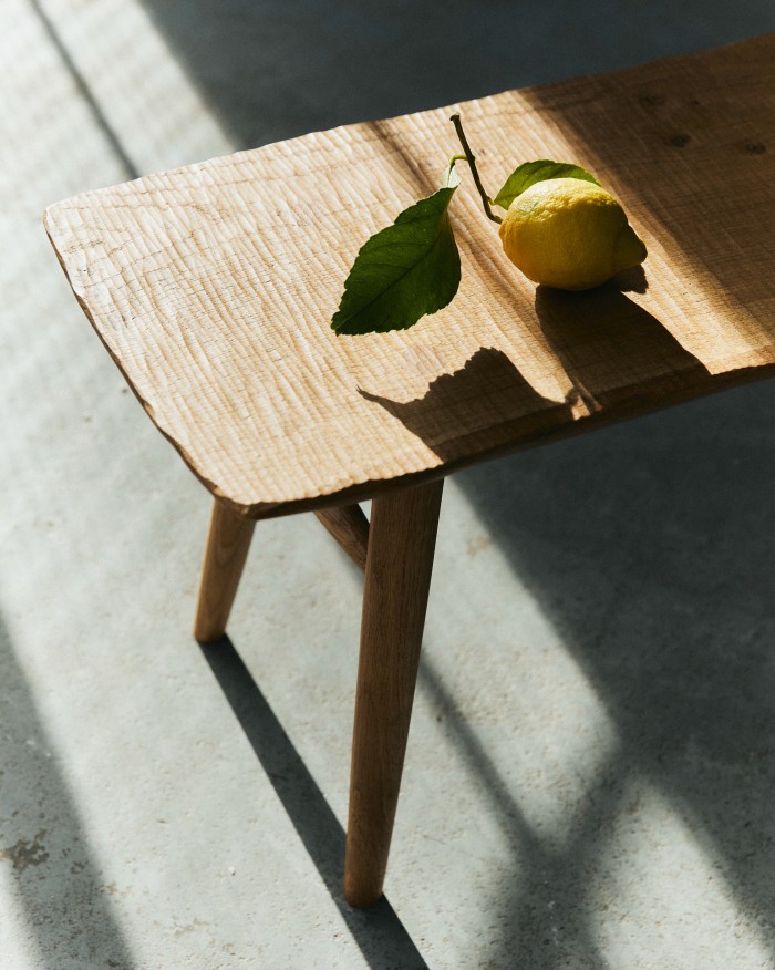Nock’s oak bench, made with locally sourced wood and traditional hand tools, £950