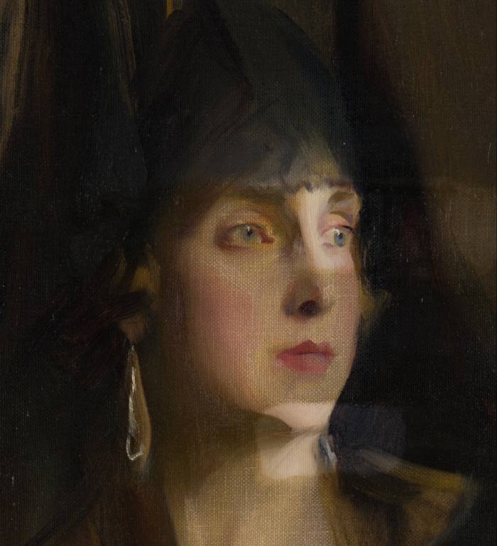A portrait of Queen Victoria Eugenia of Spain by Philip de László (1869-1937), in process of restoration
