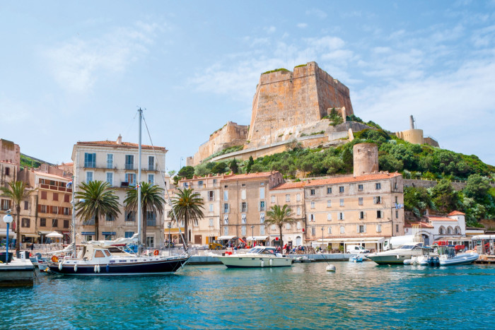 The harbour in the city of Bonifacio in Corsica