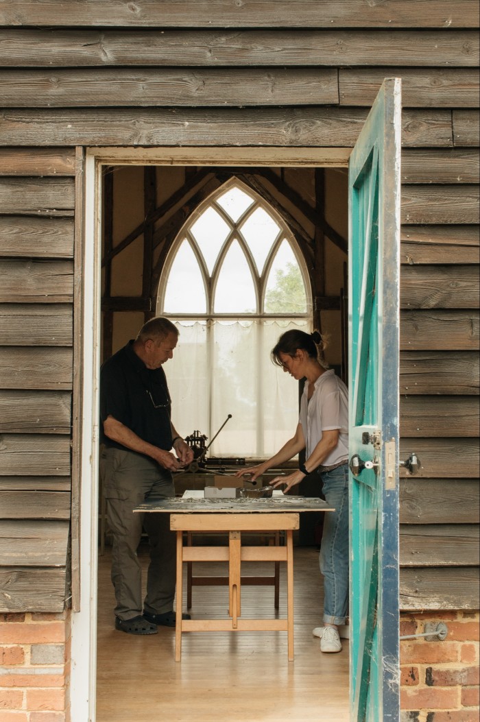 Sophie and Nick Coryndon in their studio in East Sussex