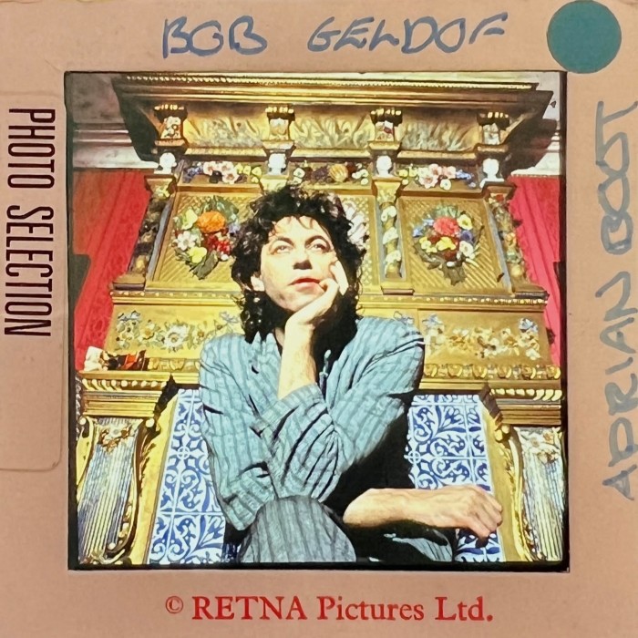 A slide featuring Bob Geldof