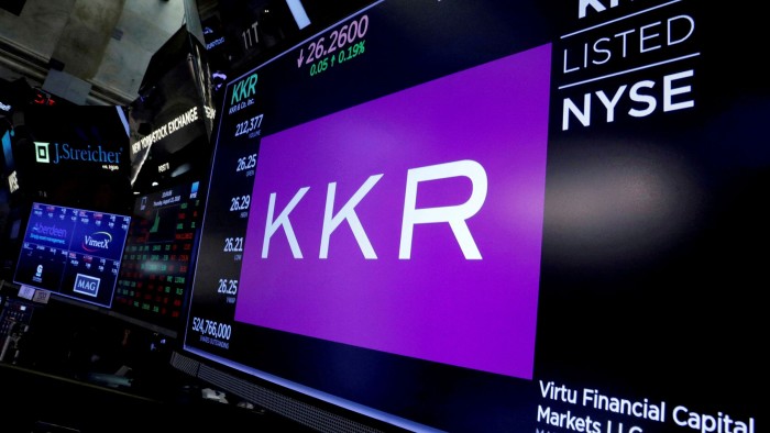 KKR trading information displayed on a NYSE board