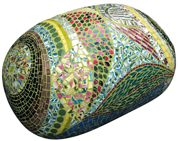 VME ceramic, glass and mirror pouf ottoman, £4,335, 1stdibs.com