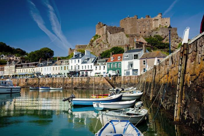 The village of Gorey on the east coast of Jersey