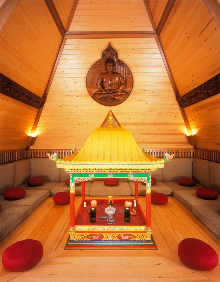 Inside the meditation pyramid on the Cowdray estate