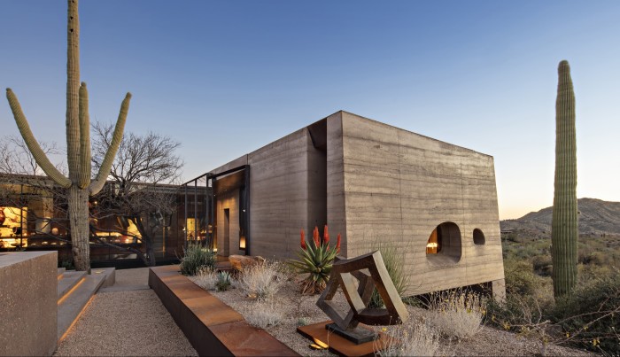 Rammed-earth, three-bedroom 7,412sq ft house in Scottsdale, Arizona, $8.995mn, through Sotheby’s International Realty