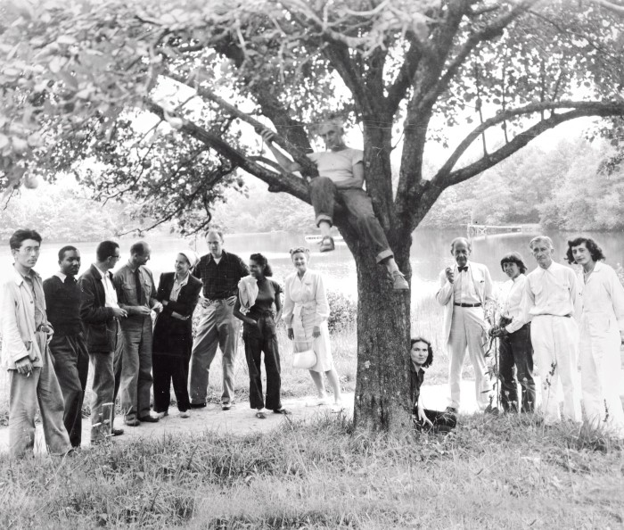 The Black Mountain College faculty and their partners in August 1946, including (on right) Walter Gropius and Josef and Anni Albers
