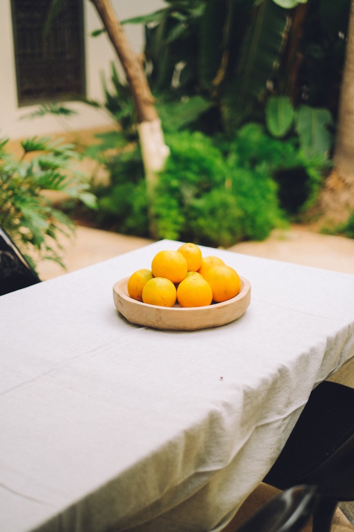 A bowl of oranges at Riad Mena