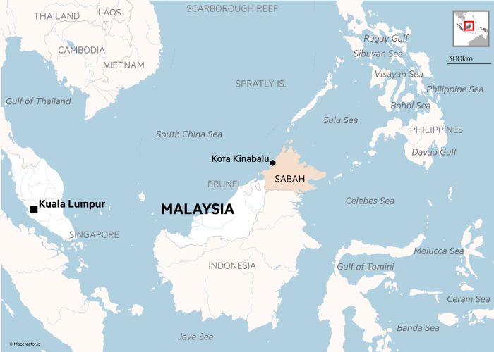 Locator map of Sabah in Malaysia