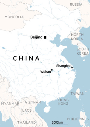China, Wuhan locator map