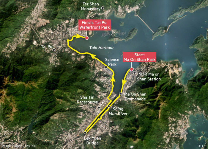 Globetrotter map showing running route around Tolo Harbour, Hong Kong