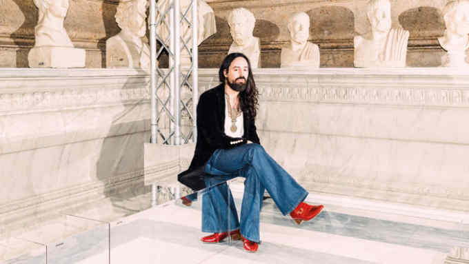 Alessandro Michele, Gucci Creative Director, sitting in the Musei Capitolini in Roma before Guicci Cruise.