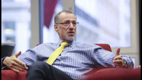 Mick Davis, CEO of Xstrata, photographed in his office in London.