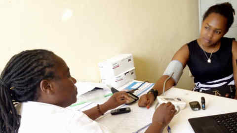 A diabetes patients visits at District Hospital in Kigali, Rwanda.