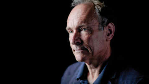 World Wide Web founder Tim Berners-Lee poses for a photograph following a speech at the Mozilla Festival 2018 in London, Britain October 27, 2018. Picture taken October 27, 2018. REUTERS/Simon Dawson - RC1F5A038470