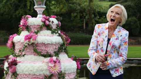 (FILE PHOTO) Mary Berry is leaving the TV series The Great British Bake Off but fellow presenter Paul Hollywood is to continue as a judge on when the show moves to Channel 4. WISLEY, SURREY - SEPTEMBER 02: Royal Horticultural Society (RHS) Ambassador and cook Mary Berry laughs as she attends the opening of the RHS Flower Show at Wisley Gardens on September 2, 2014 in Wisley, England. 40,000 visitors are expected to enjoy the range of floral art and specialist nursery exhibits during the six day show which opens today. (Photo by Peter Macdiarmid/Getty Images)