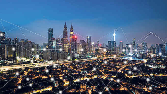 City scape and network connection concept, internet of things