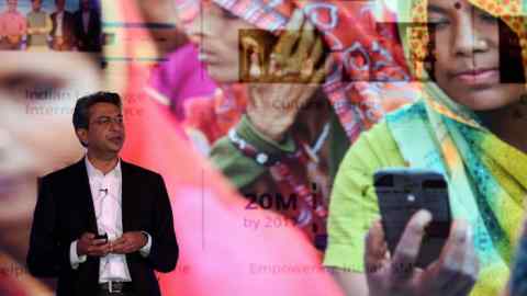 Rajan Anandan, Vice President and Managing Director of Google South East Asia and India, speaks during the launch of the 'Internet Saathi' program that is designed to bring Internet training to Indian villages, in Mumbai on July 3, 2015. Tata Trusts and Google India launched a special program called Internet Saathi to empower women and their communities in rural India by enabling them to benefit from the Internet. The joint initiative is aimed at bridging the technology gender divide, which currently puts women in rural India at further risk of getting marginalized in the society as the world around them benefits from getting online. AFP PHOTO / INDRANIL MUKHERJEE (Photo credit should read INDRANIL MUKHERJEE/AFP/Getty Images)