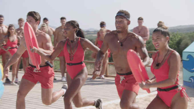 Editorial use only Mandatory Credit: Photo by ITV/REX/Shutterstock (9735244p) Frankie Foster, Samira Mighty, Josh Denzel and Kazimir Crossley during the challenge 'Love Island' TV Show, Series 4, Episode 31, Majorca, Spain - 04 Jul 2018 Josh admits he has no regrets. Jack and Adam both have their exes on their minds. Single Wes is on a mission. The new couples lay their cards on the table. The islanders take part in Babe Watch challenge.