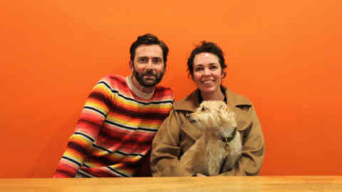 David Tennant with Olivia Colman and her dog, Alfred