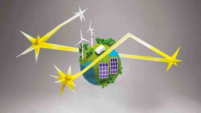 Illustration of renewables energy and globe
