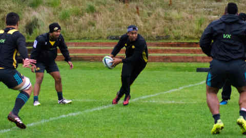 Julian Savea during a warm up game at a Hurricanes rugby training. Taken at the Wellington Hurricanes training base