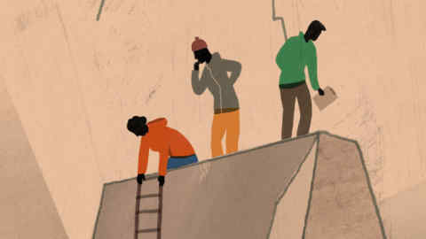 Illustration of employees as climbers