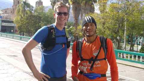 Patrick McGee for fit hacks. Running in Peru for WAC