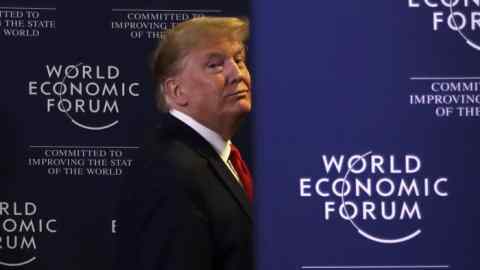 Donald Trump in Davos on Wednesday. He said that '[the EU] are frankly more difficult to do business with than China'.