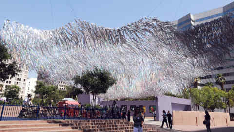 Liquid Shard, Pershing Square, Los Angeles, designed by Patrick Shearn in collaboration with Now Art LA, AAV School, and Pershing Square.
