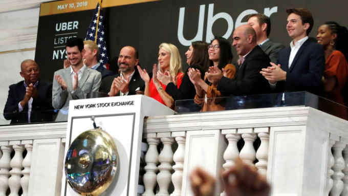 Uber Technologies Inc. CEO Dara Khosrowshah during the opening bell of the trading session on the New York Stock Exchange (NYSE) during the company's IPO in New York, U.S., May 10, 2019. REUTERS/Andrew Kelly