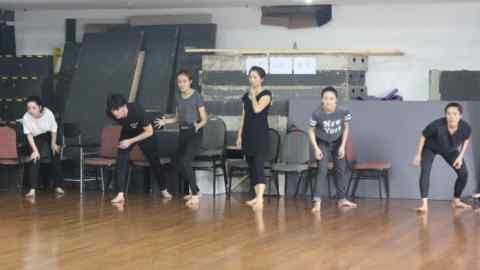 Members of the cast during rehearsals of the RSC's production of Henry V in Chinese in China.