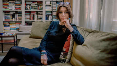 Elif Shafak shot at home by Lucy Ranson for the FT