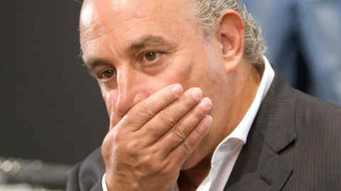 Sir Phillip Green, owner of U.K. retailer Arcadia Group Ltd, pauses during a television interview in London, U.K., on Thursday, May 20, 2010.