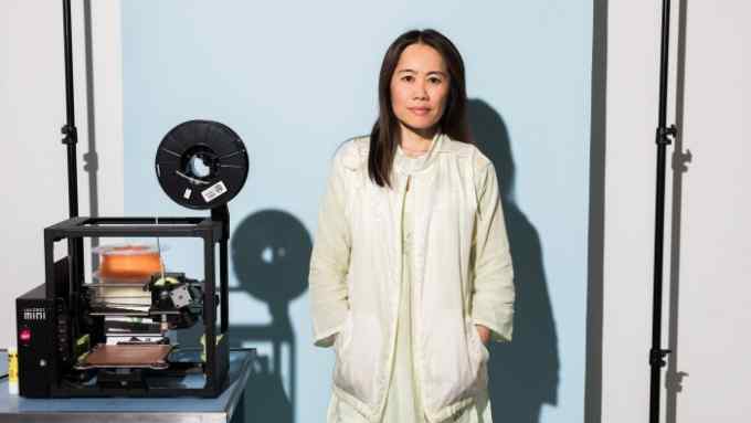 Artist Shirley Tse with her 3D printer shot for The FT at her studio in Los Angeles, California.