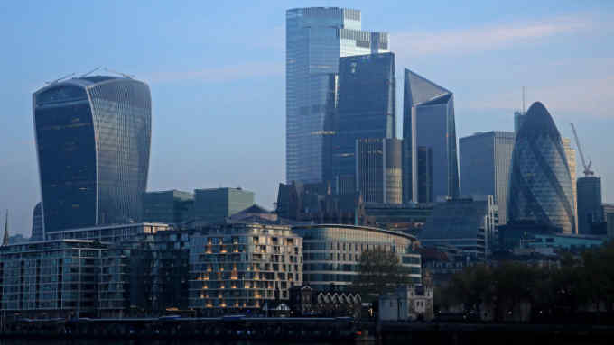 LONDON, ENGLAND - APRIL 16: A general view of the city skyline on April 16, 2020 in London, England . The Coronavirus (COVID-19) pandemic has spread to many countries across the world, claiming over 130,000 lives and infecting over 2 million people. (Photo by Andrew Redington/Getty Images)
