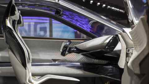 The driver's seat of the Nissan Motor Co. IMQ Concept hybrid crossover vehicle is seen at the Auto Shanghai 2019 show in Shanghai, China, on Tuesday, April 16, 2019. China's annual auto show, held in Shanghai this year, opened to the media on Tuesday amid the specter of an electric-car bubble and as the world's largest auto market trudges through its first recession in a generation. Photographer: Qilai Shen/Bloomberg