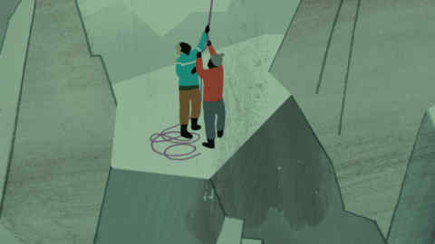 Illustration of mountain climbers