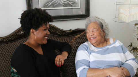 Tonya Mosley, left, talks to her grandmother Ernestine Mosley in the ‘Truth Be Told’ podcast