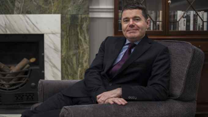 Irish Minister of Finance, Paschal Donohoe, poses for a portrait in his office at the Department of Finance building in central Dublin, Ireland.
