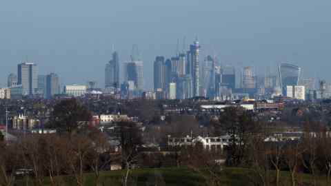 General view of the London skyline as seen from the fourth green of Horsenden Hill Golf Course, London. Some parts of the UK are set to feel colder than places in the Arctic Circle as the freezing temperatures continue into the week. PRESS ASSOCIATION Photo. Picture date: Sunday February 25, 2018. See PA story WEATHER Cold. Photo credit should read: Jonathan Brady/PA Wire