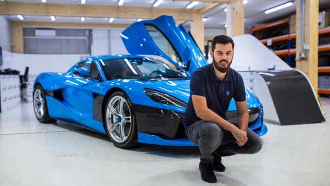 Mate Rimac in his Zagreb factory with a Rimac C_Two