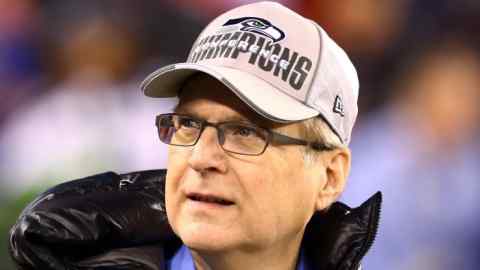 FILE PHOTO: Seattle Seahawks owner Paul Allen on the field before Super Bowl XLVIII against the Denver Broncos at MetLife Stadium in East Rutherford, New Jersey, U.S., February 2, 2014. Mandatory Credit: Mark J. Rebilas/File Photo