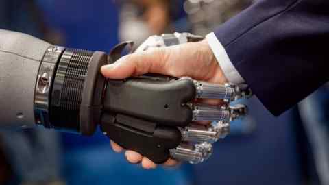 Hand of a businessman shaking hands with a Android robot. ROYALTY-FREE STOCK PHOTO Hand of a businessman shaking hands with a Android robot. DOWNLOAD PREVIEW Hand of a businessman shaking hands with a Android robot. The concept of human interaction with artificial intelligence. Photo Taken On: May 16th, 2018 android,artificial,businessman,concept,hand,human,robot,adult,agreement,arm,blue,bot,business,communication,computer,contract,cooperation,cyborg,deal,droid More ID 124613553 © Andrey Armyagov | Dreamstime.com 2 5 1